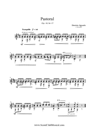 Dionisio Aguado Pastoral Op. 10 Nr 17 score for Acoustic Guitar