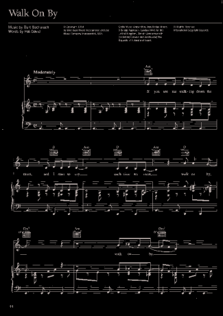 Dionne Warwick Walk On By score for Piano