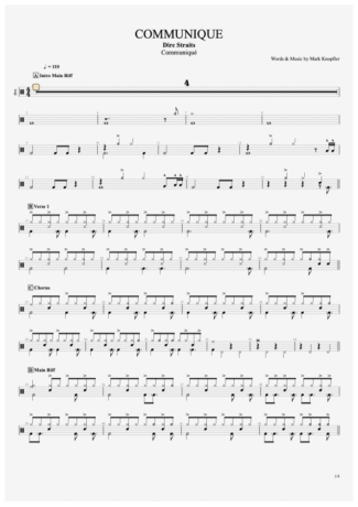 Dire Straits  score for Drums