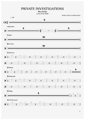 Dire Straits  score for Drums