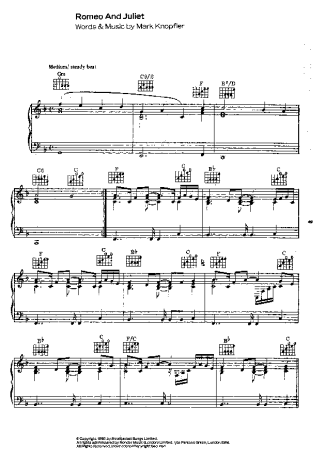 Dire Straits Romeo and Juliet score for Piano