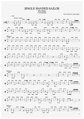 Dire Straits Single Handed Sailor score for Drums