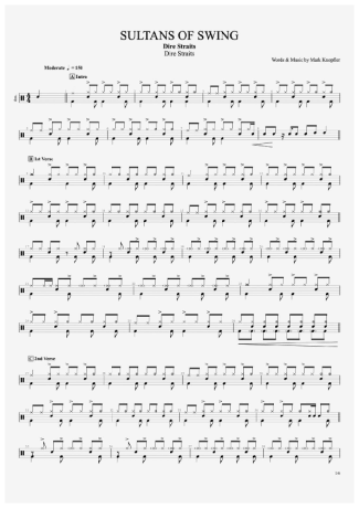 Dire Straits Sultans Of Swing score for Drums