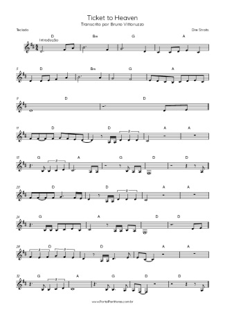 Dire Straits Ticket To Heaven score for Keyboard