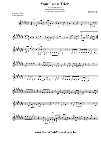 Dire Straits Your Latest Trick score for Alto Saxophone