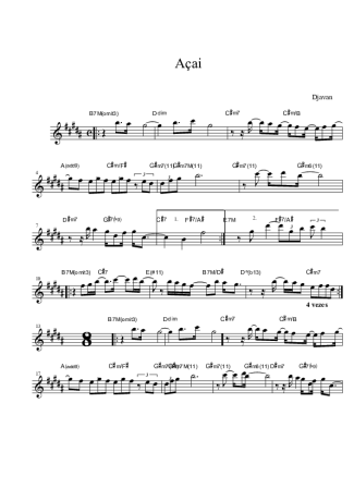 Djavan Açai score for Alto Saxophone