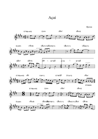 Djavan  score for Clarinet (Bb)