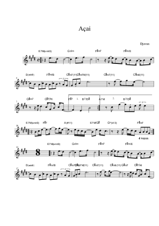 Djavan Açai score for Tenor Saxophone Soprano (Bb)