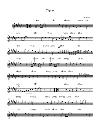 Djavan  score for Tenor Saxophone Soprano (Bb)