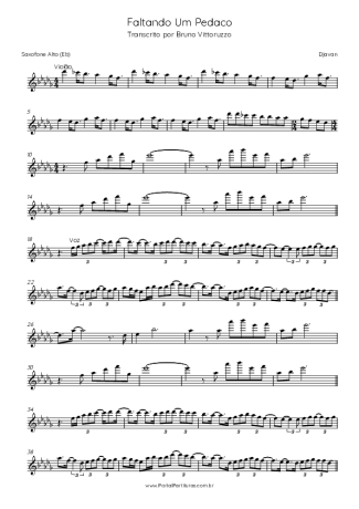 Djavan Faltando Um Pedaco score for Alto Saxophone