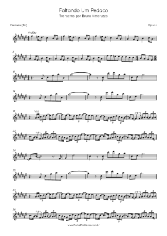 Djavan  score for Clarinet (Bb)