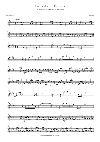 Djavan  score for Clarinet (C)