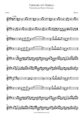 Djavan Faltando Um Pedaco score for Violin