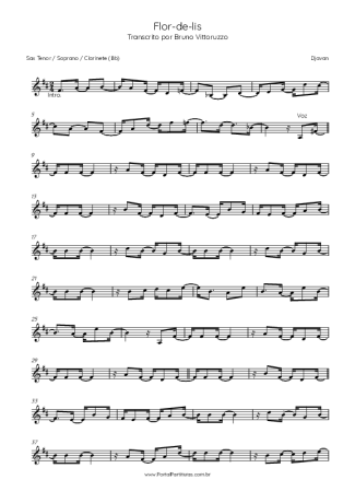 Djavan Flor De Lis score for Clarinet (Bb)