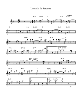 Djavan Lambada de serpente score for Tenor Saxophone Soprano (Bb)