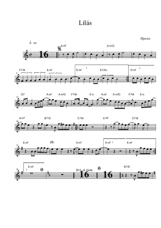 Djavan Lilás score for Clarinet (Bb)