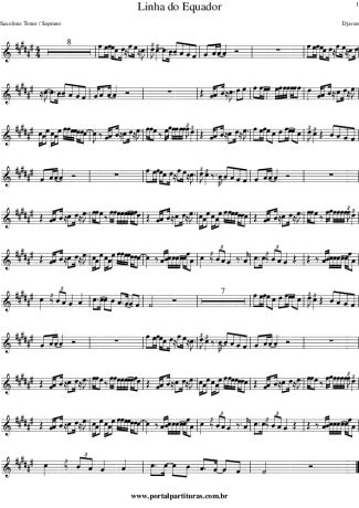 Djavan Linha do Equador score for Tenor Saxophone Soprano (Bb)