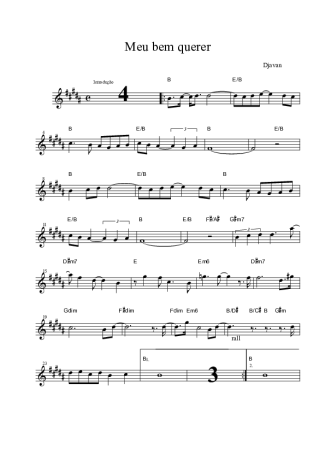Djavan Meu Bem Querer score for Tenor Saxophone Soprano (Bb)