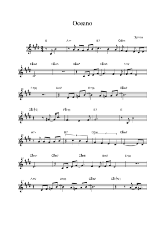 Djavan Oceano score for Saxofone Tenor Soprano (Bb)
