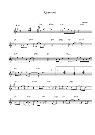 Djavan Samurai score for Tenor Saxophone Soprano (Bb)