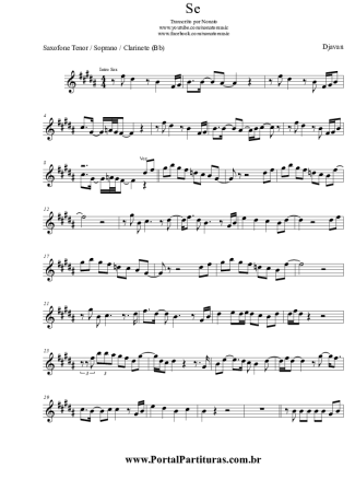 Djavan Se score for Clarinet (Bb)