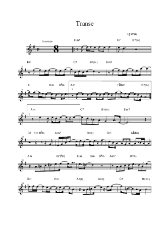 Djavan Transe score for Clarinet (Bb)