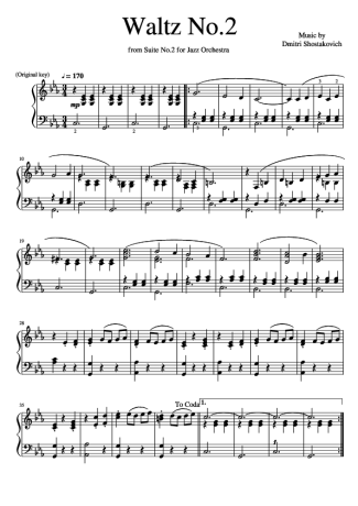 Dmitri Shostakovich Waltz No. 2 score for Piano