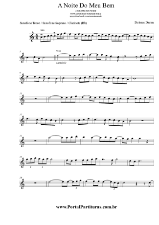 Dolores Duran A Noite Do Meu Bem score for Tenor Saxophone Soprano (Bb)