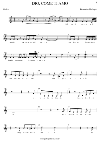 Domenico Modugno Dio Come Ti Amo score for Violin