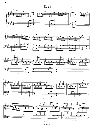 Domenico Scarlatti Keyboard Sonata In A Major, K.26 score for Piano