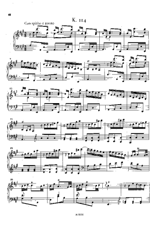 Domenico Scarlatti Keyboard Sonata In A Major K.114 score for Piano