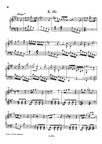 Domenico Scarlatti Keyboard Sonata In A Major K.181 score for Piano