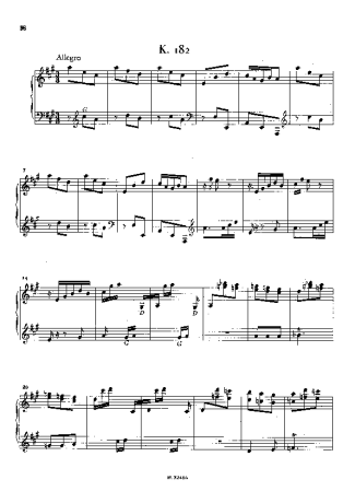 Domenico Scarlatti Keyboard Sonata In A Major K.182 score for Piano