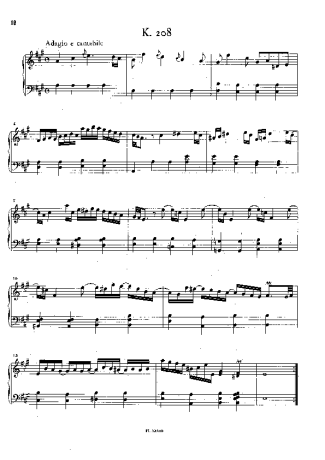Domenico Scarlatti Keyboard Sonata In A Major K.208 score for Piano