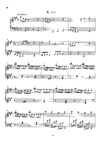 Domenico Scarlatti Keyboard Sonata In A Major K.211 score for Piano