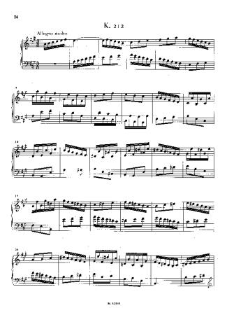 Domenico Scarlatti Keyboard Sonata In A Major K.212 score for Piano