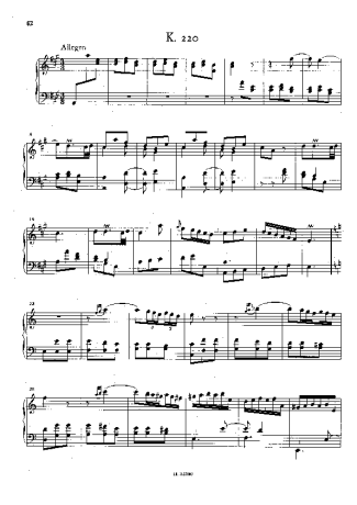 Domenico Scarlatti Keyboard Sonata In A Major K.220 score for Piano
