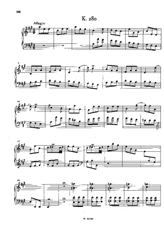 Domenico Scarlatti Keyboard Sonata In A Major K.280 score for Piano