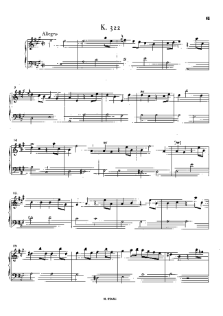 Domenico Scarlatti Keyboard Sonata In A Major K.322 score for Piano