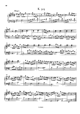 Domenico Scarlatti Keyboard Sonata In A Major K.323 score for Piano