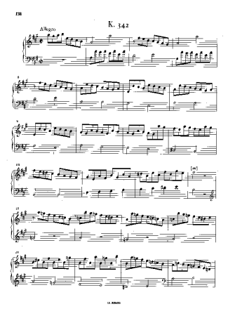 Domenico Scarlatti Keyboard Sonata In A Major K.342 score for Piano