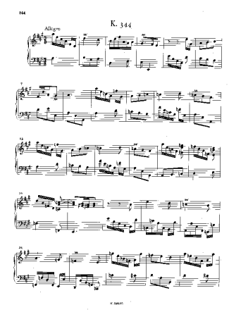 Domenico Scarlatti Keyboard Sonata In A Major K.344 score for Piano