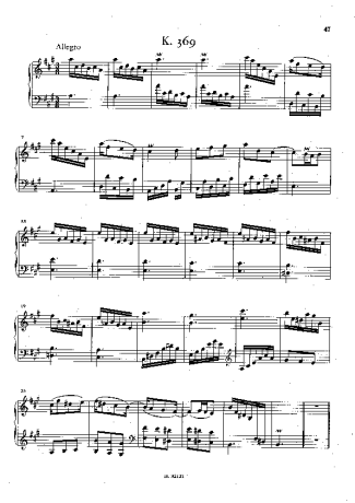 Domenico Scarlatti Keyboard Sonata In A Major K.369 score for Piano
