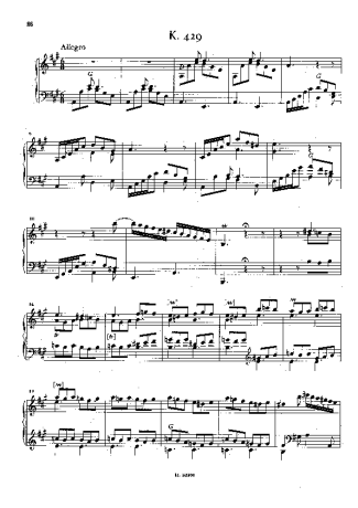 Domenico Scarlatti Keyboard Sonata In A Major K.429 score for Piano