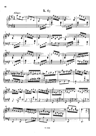 Domenico Scarlatti Keyboard Sonata In A Major K.65 score for Piano