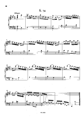 Domenico Scarlatti Keyboard Sonata In A Major K.74 score for Piano