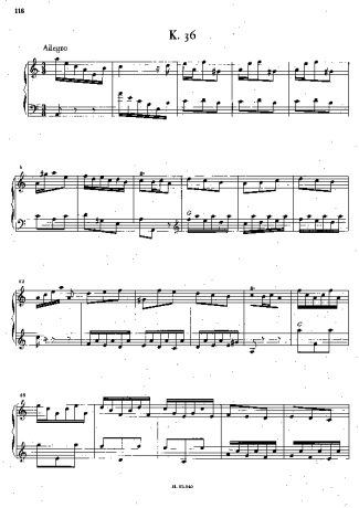 Domenico Scarlatti Keyboard Sonata In A Minor K.36 score for Piano