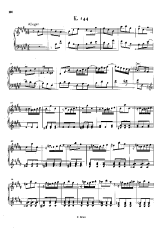 Domenico Scarlatti Keyboard Sonata In B Major K.244 score for Piano