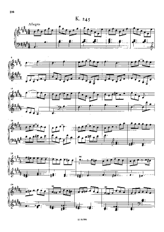 Domenico Scarlatti Keyboard Sonata In B Major K.245 score for Piano