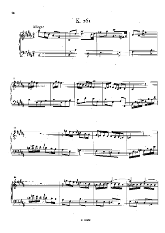 Domenico Scarlatti Keyboard Sonata In B Major K.261 score for Piano